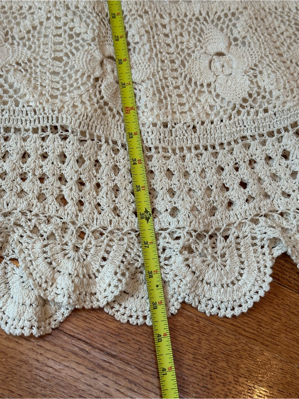 Lucky & Coco Womens Crochet Maxi Skirt L Ivory Drawstring Boho Grandmacore - Picture 10 of 11